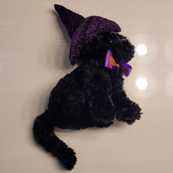 Black Cat With Sparkling Purple Witch's Hat & Jack O Lantern Bow-Tie DAN DEE - Picture 9 of 16